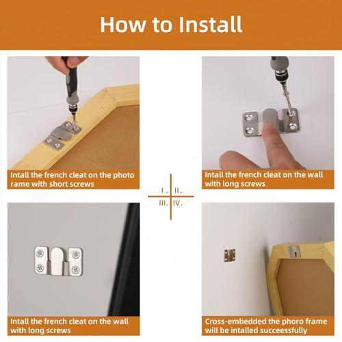 Stainless Steel Interlock Hanging Buckle, Concealed Mount Brackets Z Clip Bracket for Picture Display Art Gallery (16Pcs, Silver) - color: Silver, size: Large With Screws