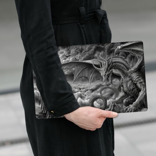 Laptop Skin Sticker Decal 12" 13" 13.3" 14" 15" 15.6",Waterproof Scratch Resistant Vinyl,Reusable Easy to Apply,for MacBook HP Dell Notebooks Netbooks Laptop,2 Wrist Pads,Black Dragon Warrior - color: Black Dragon Warrior
