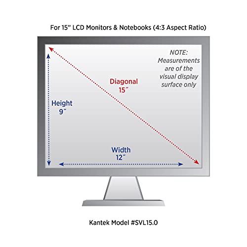 Kantek Secure-View Blackout Privacy Filter for 15-Inch Standard Monitors and Notebooks (Measured Diagonally - 4:3 Aspect Ratio), Anti-Glare, Anti-Blue Light (SVL15.0) - style: 15" Standard