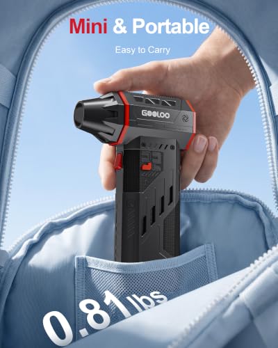 GOOLOO F5 Compressed Air Duster, 2 Swappable and Removable Batteries | 180,000RPM Brushless Motor Electric Air Duster, 3-Gear Adjustable Hand Held Blower with 4 Nozzles for PC, Car, Home &Camping - size: Dual Batteries-F5