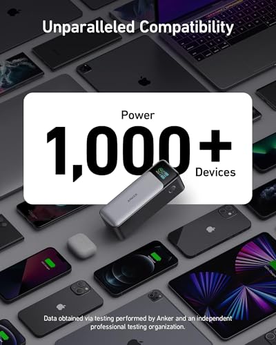 Anker 737 Power Bank, 140W 24,000mAh 3-Port Laptop Charger, Smart Display | Fast Multi-Device Charging, for iPhone 16 / 15 / 14 Series, Vision Pro, Samsung, MacBook, and More