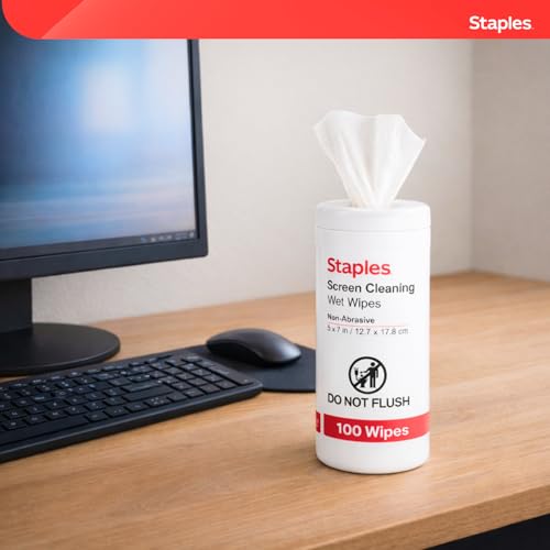 Staples Screen Cleaning Wipes, 100/Tub (ST61847) - size: 100 Count (Pack of 1)
