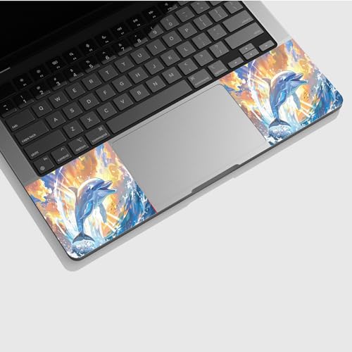 Universal Laptop Skin Sticker with 2 Wrist Pad Skins, Waterproof Scratch Resistant Vinyl Laptop Cover Decal, Cut to Fit for 11–15.6 Inch MacBook HP Dell Lenovo, Dolphin - color: Dolphin