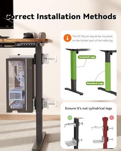 JOY worker Under Desk PC Mount for Standing Desk, Clamp-On Desk Leg Computer Mount, No Drilling, Adjustable Computer Case CPU Holder Holds Up to 44lbs, White PC Tower Mount - color: White, style: Basic