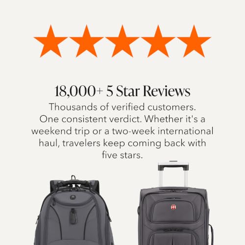 SWISSGEAR Sion 2-Piece Travel Set, Softside Expandable Carry-On Spinner Bundled with 1900 ScanSmart 17" Laptop Backpack with RFID Blocking & Tech Organization, Dark Grey - color: Dark Grey, size: 2-Piece Set (Carry-On/Backpack)