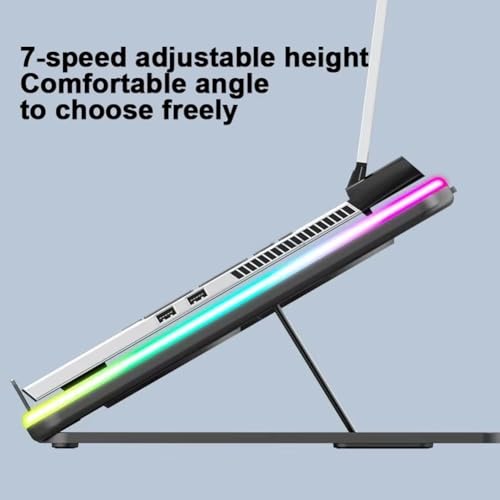 F36 Gaming Laptop Cooling Pad with RGB Lights LCD Display 7 Adjustable Angles 2 USB Ports for 11-17.3 Inch Laptops B