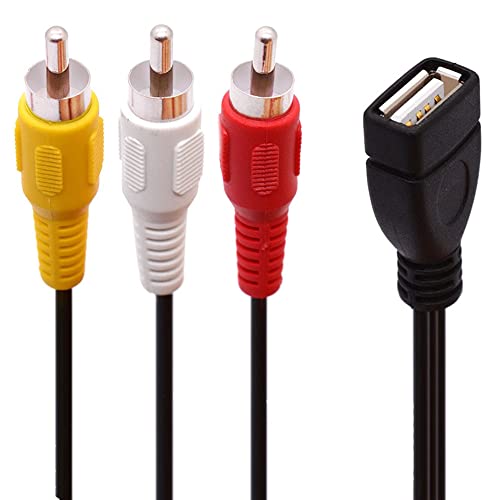 USB to 3 RCA Cable, 8 inch USB 2.0 A Female to 3RCA Male Audio Video Capture Card AV Composite Adapter Cable (USB F/3RCA M)