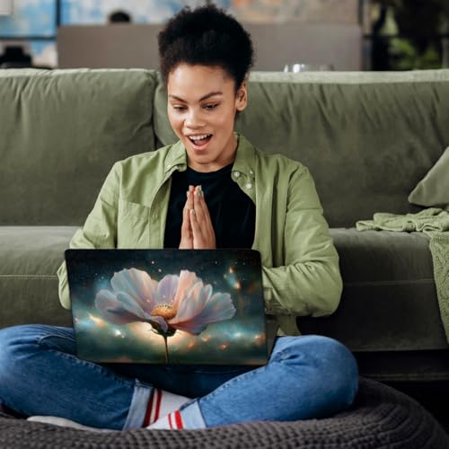 SUPERDANT 3Pcs Laptop Sticker Skin Cover Decal Removable Reusable PVC Material with Unique Starry Sky Flower Design Waterproof for School College Work Office Personalization Use