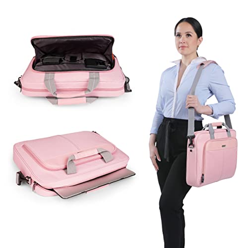 Targus 15-16 Inch Classic Slim Laptop Bag, Pink - Ergonomic Briefcase and Messenger Bag - Spacious Foam Padded Laptop Bag for 16" Laptops and Under (TCT027US) - color: Pink, size: 16 inch