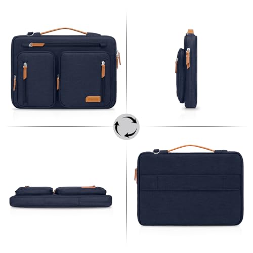 MOSISO 360 Protective Laptop Bag, Computer Bags | Side Open Messenger Bag with Trolley Sleeve&5 Pockets - color: Navy Blue
