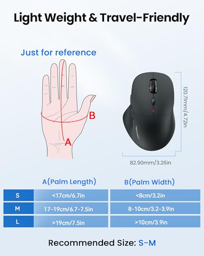 TECKNET Wireless Mouse Bluetooth 5.0/3.0 & 2.4G Rechargeable, Silent Clicks, Adjustable 4800 DPI, 6 Buttons, Ergonomic Design, Bluetooth Mouse for Laptop, Computer, ipad - Gray - color: Gray