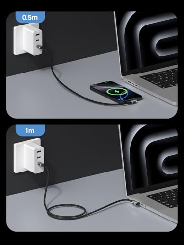 USB4 Cable, Right Angle 90Degree Braided 80Gbps, 240W Fast Charging, 8K@60Hz USB4 V2.0 USB-C Cable fits for iPhone 17 16 15 Pro Max, iPad Pro, MacBook, Thunderbolt 5/4 (Side 90 Degree, 1.6FT) - color: Grey, size: 1.6