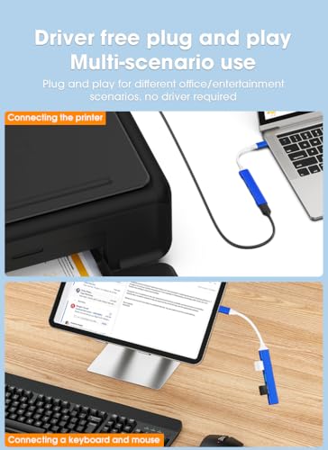 Mac USB C Adapter - Type C USB Adapter Hub with 4 Ports: 1 USB 3.0 + 3 USB 2.0, Ultra-Slim Aluminum Design, 5Gbps Transfer, Adapter for Mac USB C, Type C USB Hub (Royal Blue)