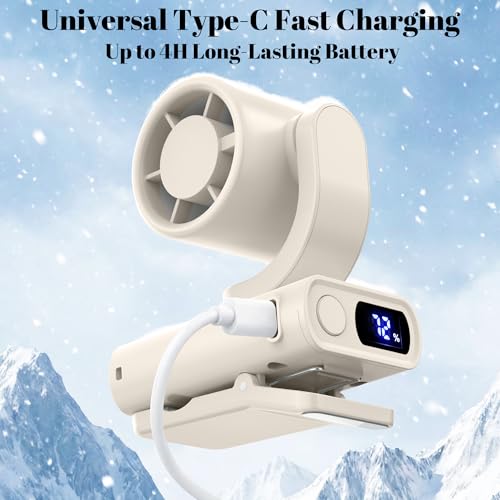Portable Mini Clip On Fan, Small Quiet USB-C Rechargeable Battery Powered Personal Fan Adjustable 199-Speed Lightweight For Outdoor & Travel & Office - Beige - color: Beige