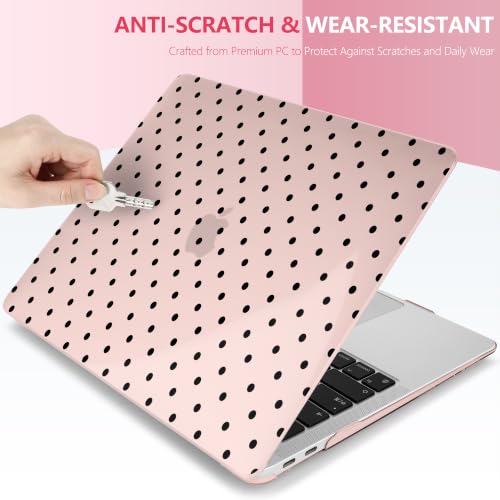 DONGKE Case for MacBook Air 13 Inch (2021-2018 Models A2337 M1/A2179/A1932), Chalk Pink Polka Dots Hard Shell Case with Keyboard Protector, Compatible with Retina Display and Touch ID - color: Chalk Pink Polka Dots