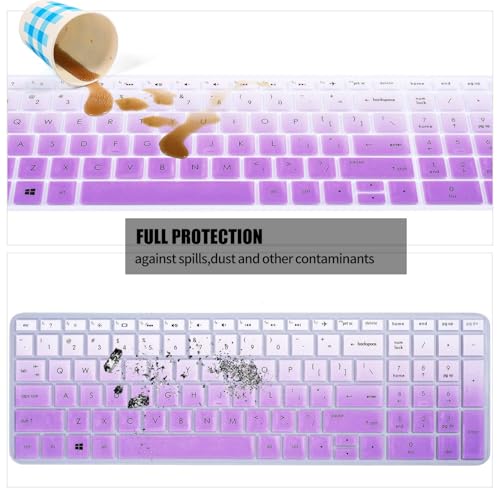 Keyboard Cover Skin Compatible 15.6 inch HP Pavilion x360 15-BR075NR / HP Pavilion 15-BS 15-BW 15-CC 15-CB 15-CD/HP Envy x360 15M-BP 15M-BQ,17.3 HP Envy 17M 17-BS Keyboard Covers (Omber Pink Purple) - color: Omber Pink Purple