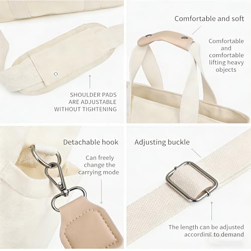 Eagerrich Canvas Crossbody Tote Bag with Multi Pockets for Women Work Large Handbags Shoulder Bag Messenger Bag Travel Purse - color: Green