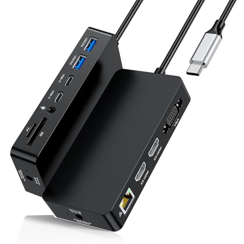 Surface Thunderbolt 4 Dock Triple Displays 4K HDMI*2+VGA, 12 in 1 Surface Pro Docking Station with 100W Power Adapter for MS Surface Pro 12/11/10/9/8/X/7+/7,Laptop 7/6/5/4/3,Laptop Go,Studio