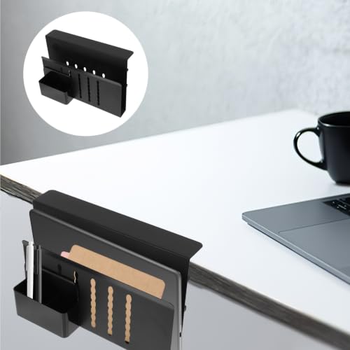 Lurrose Desk Laptop Mount Clamp with Non-Slip Pad, Carbon Steel Laptop Holder and Versatile Accessory for Living Room Table and Desk, Black Vertical Organizer