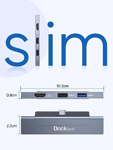 Dockteck 5 in 1 USB C Hub for iPad Pro 12.9 2021 2020, Air mini 6 and More | 4K 60Hz HDMI Port, Audio, USB 3.0, 100W PD, USB C Dock - color: 5 IN 1 Grey