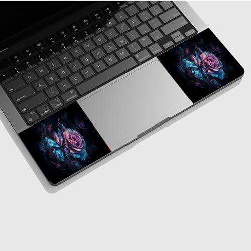 Universal Laptop Skin Sticker with 2 Wrist Pad Skins, Waterproof Scratch Resistant Vinyl Laptop Cover Decal, Cut to Fit for 11–15.6 Inch MacBook HP Dell Lenovo, Dark Rose Butterfly - color: Dark Rose Butterfly