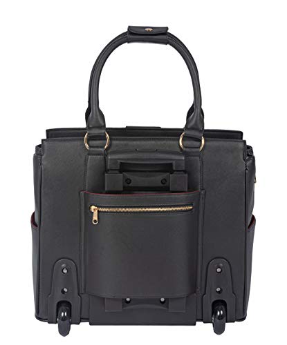 JKM & Company Executive Black Computer iPad, Laptop Tablet Rolling Tote Bag Briefcase Carryall Bag - color: Black