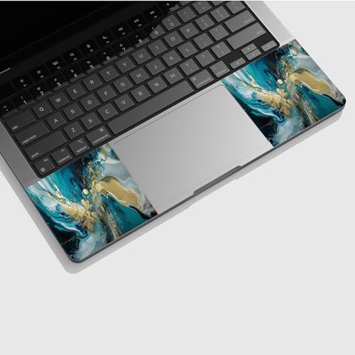 Universal Laptop Skin Sticker with 2 Wrist Pad Skins, Waterproof Scratch Resistant Vinyl Laptop Cover Decal, Cut to Fit for 11–15.6 Inch MacBook HP Dell Lenovo, Abstract Teal Marble - color: Abstract Teal Marble