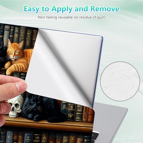 Laptop Skin Sticker Decal 12"-15.6" Universal Laptop/Notebook/Netbook Vinyl - Waterproof Scratch Resistant,Fits HP Dell Lenovo MacBook,2 Free Wrist Pads,Easy Apply & Remove,Cute Cat Bookshelf - color: Cute Cat Bookshelf