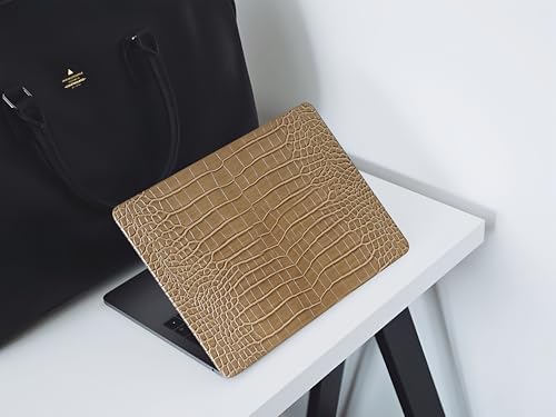 Crocodile Case for MacBook Air 13 inch 2026-2022 M5/M4/M3/M2 Logo Cutout | Model A3449 A3240 A3113 A2681, Texture Crocodile Aligator Skin Snakeskin PU Leather Hardshell Case & Keyboard Cover, Camel - color: ## Camel Crocodile