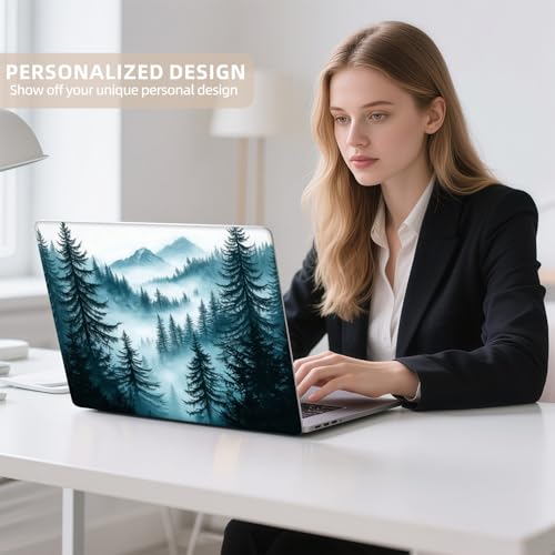 Universal Laptop Skin Sticker for 12/13/14/15.6 Inch Laptops, Reusable Vinyl Laptop Decal Cover, Waterproof Scratch Resistant Notebook Skin with 2 Wrist Pads,Misty Forest - color: Misty Forest