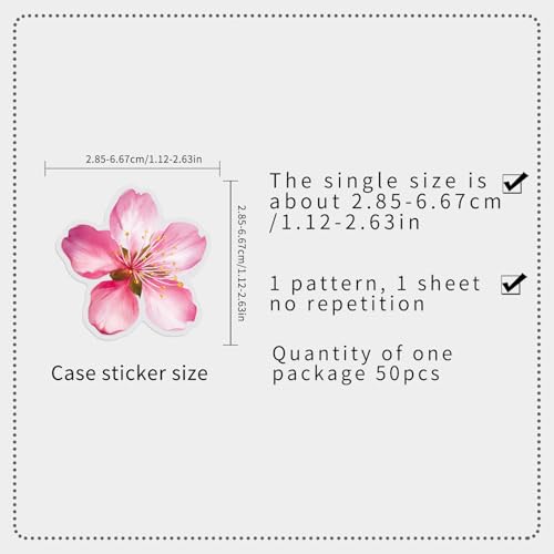 Transparent Flower Stickers,50Pcs PET Waterproof Flower Stickers for Window, Water Bottles, Laptop, Notebook, Scrapbook, Luggage, Cell Phone, Helmet, Party Favors(colourful-B14) - color: Colourful-b14