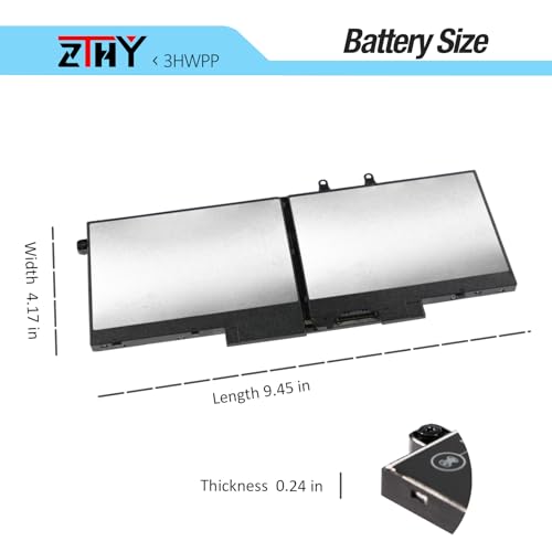 3HWPP Battery Replacement for Dell Latitude 5401 5410 5411 5501 5510 5511 | Precision 3541 3550 3551 Inspiron 7706 2-in-1 Inspiron 17 7500 7506 2-in-1 Black Laptop 03HWPP 451-BCMN 15.2V 68Wh 4Cell ZTHY - size: 9.45*6.30*0.28 inch 3HWPP