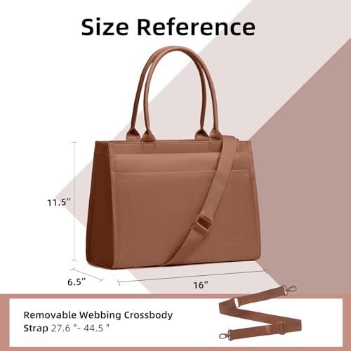 Laptop Tote Bag for Women, Large Canvas Totes with Zipper and Key Fob, Work School Bag Travel Bag Teacher Nurse Purse - color: Brown