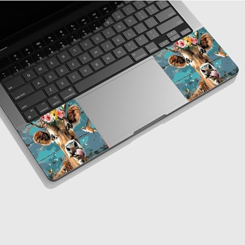 Universal Laptop Skin Sticker with 2 Wrist Pad Skins, Waterproof Scratch Resistant Vinyl Laptop Cover Decal, Cut to Fit for 11–15.6 Inch MacBook HP Dell Lenovo, Dairy Cattle Flower - color: Dairy Cattle Flower