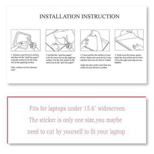 Laptop Skin Sticker Decal 15.6 Inch, Universal Personalized Art Vinyl Skin Stickers for 12.1 13 13.3 14 15.4 15.6 Inches Netbook Notebook Protector, White Pink - color: White Pink