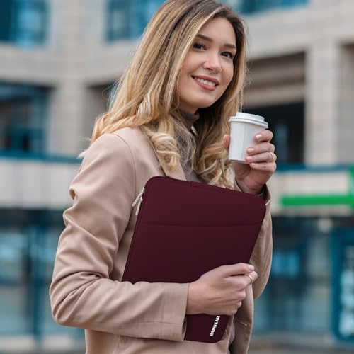 RAINYEAR Laptop Sleeve Case with Front Pocket, 13.3 Inch Protective Portable Case Briefcase Laptop Carrying Bag Cover Compatible with 13.3-14 Inch Laptop PC, 14 Inch MacBook Pro M5 M4 M3 M2 M1, Red - color: Red, size: 13.3-14 inch