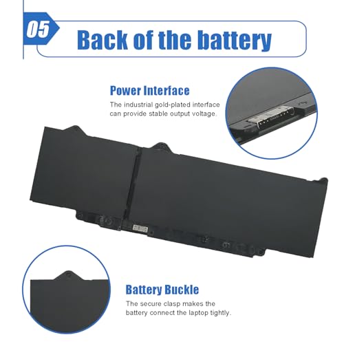 54Wh DR02P R73TC Laptop Battery Compatible with Dell Latitude 5550 5540 5450 5440 Precision 3590 3580 3480 3490 Series 2X1V9 02X1V9 803W6 0803W6 11.4V 4623mAh - size: 10.37*3.38*0.18 inch DR02P