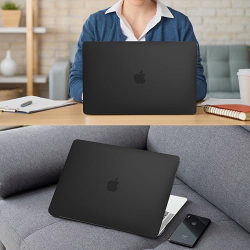 Fintie Case for MacBook Air 13 Inch A2337/A2179/A1932, Frost Black | Air 13.3'', 2018-2022, M1, Snap-On Shell Cover, Full Port Access, Easy On/Off, Lightweight - color: Frost Black