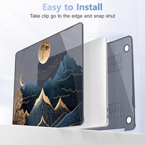 May Chen Compatible with MacBook Air 13 inch Release 2021 2020 2019 2018 (Models: M1 A2337/A2179/A1932), Plastic Hard Shell Case for MacBook Air 13 with Retina Display & Touch ID, Starry Mountain - color: Starry Mountain