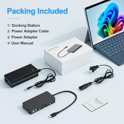 New Surface Thunderbolt 4 Dock Triple Displays 4K@60Hz HDMI+USB C+DP Compatible Surface Pro 12/11/10/9/8/X/7+/7, Surface Laptop 7/6/5/4/3, Surface Go 4/3/2/1, Surface Laptop Go 3/2/1, Surface Book 3/2