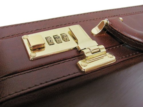 Amerilether Large Expandable Faux Leather Attachè Case (#2894-89) - color: Brown