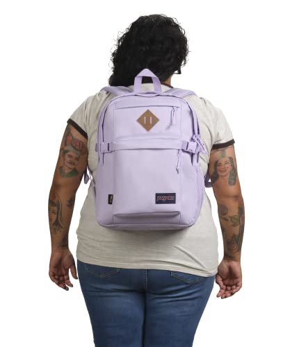 JanSport Main Campus FX Backpack - Travel or Work Bag w 15-Inch Laptop Pack with Leather Trim, Pastel Lilac - color: Pastel Lilac