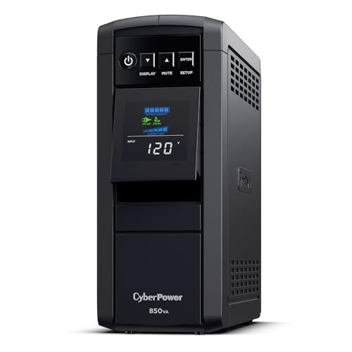 CyberPower CP850PFCLCD PFC Sinewave UPS Battery Backup and Surge Protector | 850va/510w Pfc Sine Wave Ups, 10 Outlets, Avr, Color LCD, 12v/9ah Battery, Energy Star - size: 850VA, style: Mini-Tower