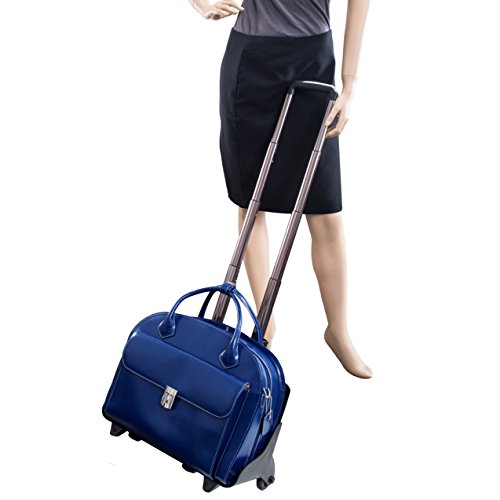 McKlein Glen Ellyn,15" Leather Detachable -Wheeled Ladies' Laptop/Computer & Tablet Business Briefcase Bag/Women's Rolling Overnight Travel Bag, Removable trolley case - color: Sand