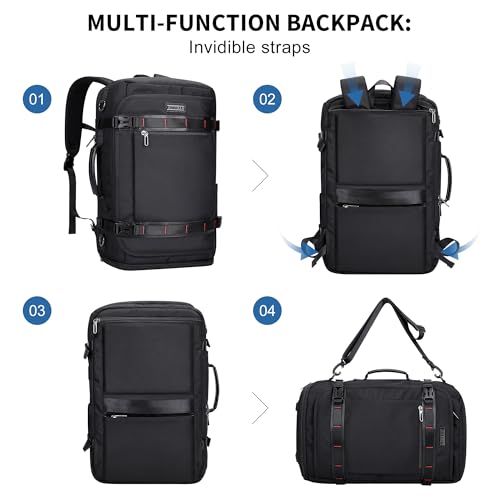 WITZMAN Travel Backpack for Men 35L TSA Friendly Flight Approved | Nylon Laptop Backpack Multi-pocket Fits 16 Inch, Carry-on Luggage, Shoe Compartment, For Business Trip, Vacation, B718 Black - color: Black