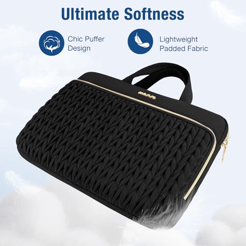 MOSISO Laptop Case 13.3 inch, 13-13.3 inch Laptop Sleeve, Black | Compatible with MacBook Neo/Air 13.6 M5 M4 M3 M2 M1/Pro 13/14, HP Dell Lenovo ASUS, Wheat Ear Quilted Bag with Handle&Pocket - color: Black, size: 13.3 inch