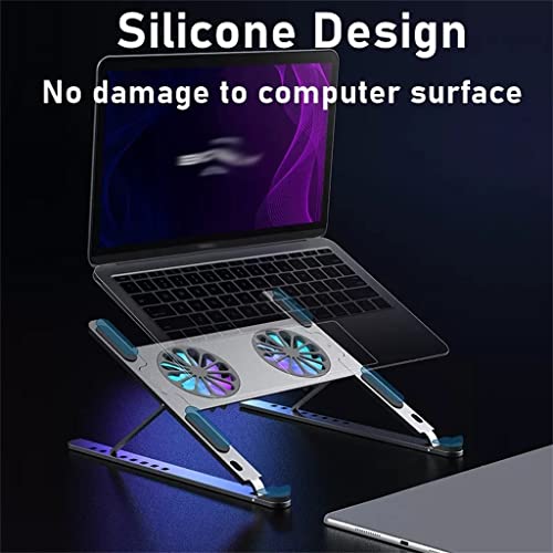 Aluminum Adjustable Laptop Stand for Tablet Notebook Cooling Fan Pad Portable Base - color: D