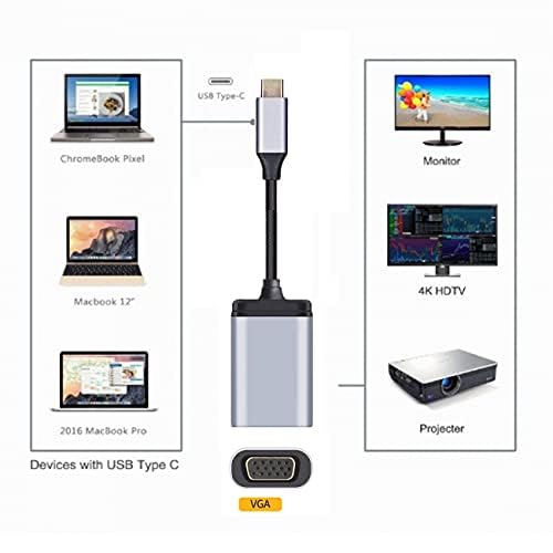 USB-C Type C to VGA Cable Monitor Adapter 1080p 60hz for Tablet & Phone & Laptop - style: USB-C to VGA