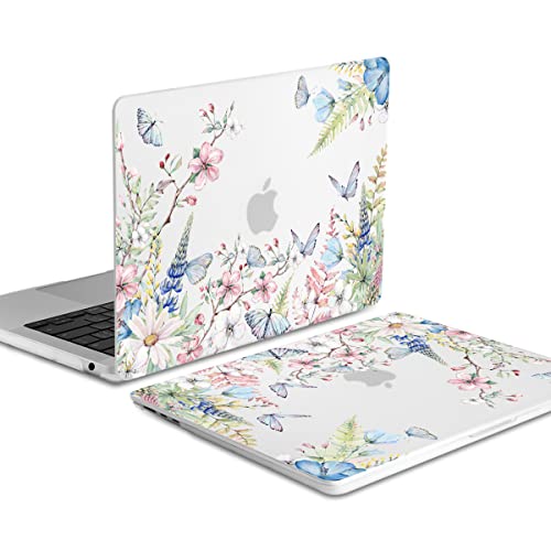 Batianda Case for New MacBook Air 13.6 inch 2026 M5 2025 M4 2024 2022 Release Model A3240 A3113 M3 A2681 M2, Designed Protective Hardshell Keyboard Cover and USB-C OTG Adapter, Butterfly and Flower - color: Butterfly and flower