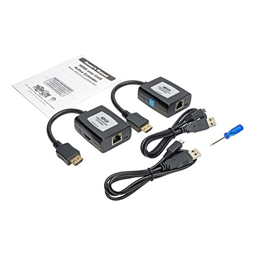 Tripp Lite HDMI Over Cat5/Cat6 Active Extender Kit, Transmitter & Receiver, USB Powered, Video & Audio, 1080p at 60Hz (B126-1A1-U), BLACK - style: HDMI, BUS Powered